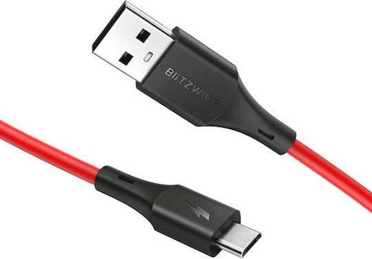 BlitzWolf Regular USB 2.0 to micro USB Cable Κόκκινο 1.8m (BW-MC14RED)