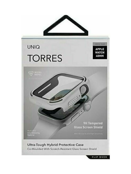 Uniq Torres Carcasă de Plastic cu Sticlă în culoarea Alb pentru Apple Watch 40mm