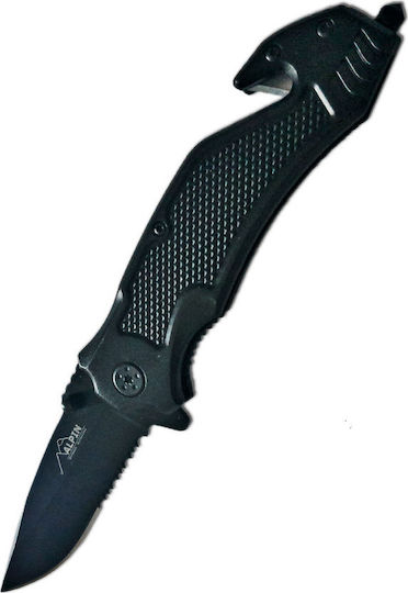 Alpin Tactical Series Pocket Knife Survival Black with Blade made of Stainless Steel in Sheath