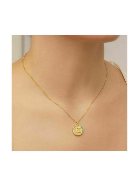 Excite-Fashion Necklace Zodiac Sign from Gold Plated Silver with Zircon