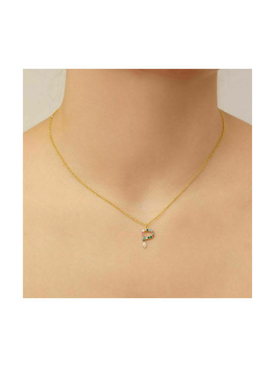 Excite-Fashion Necklace Monogram from Gold Plated Silver with Zircon