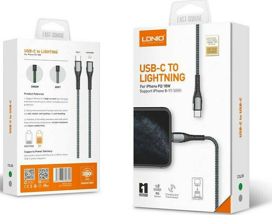 Ldnio LC112 Braided USB-C to Lightning Cable 30W Gray 2m