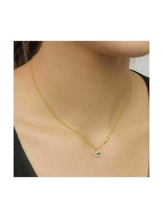 Excite-Fashion Grecian Chic Necklace Eye from Gold Plated Silver with Zircon