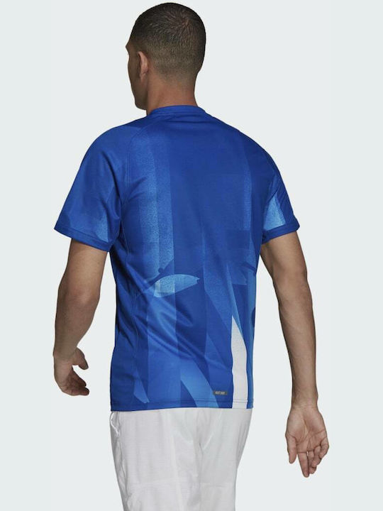 Adidas Freelift Tokyo Heat.rdy Printed Tennis Αθλητικό Ανδρικό T-shirt Collegiate Royal με Στάμπα