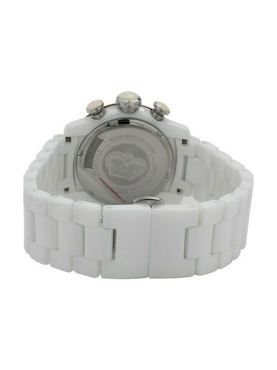 Glam Rock Watch Chronograph with White Metal Bracelet