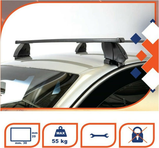 K39 Car Roof Bars Metallic 112cm for Mitsubishi Colt 5D Set with Roof Rack Legs Black