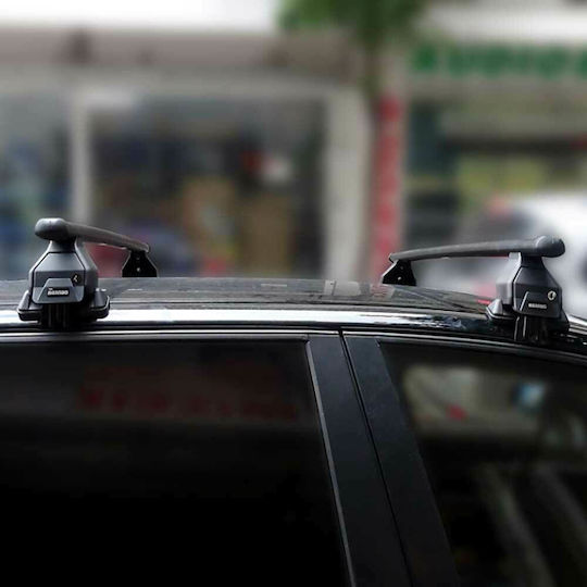 Menabo Metallic Car Roof Bars 150cm for Land Rover Discovery Sport 5D Set with Roof Rack Legs Black