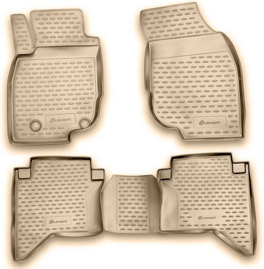 Novline Set of Front and Rear Mats 4pcs Tray Type for Toyota Hilux 2011-2015 Beige