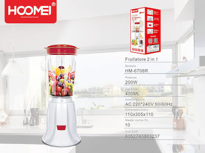 Hoomei Blender cu Cana de sticlă 0.4lt 200W Roșu