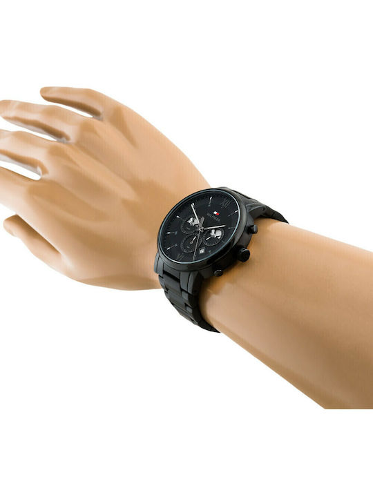 Tommy Hilfiger Evan Men's Watch 44mm Chronograph Battery with Black Metal Bracelet