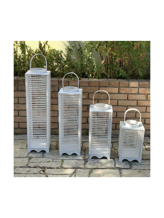 Palma Emporio Floortop Wooden Lantern White 60cm