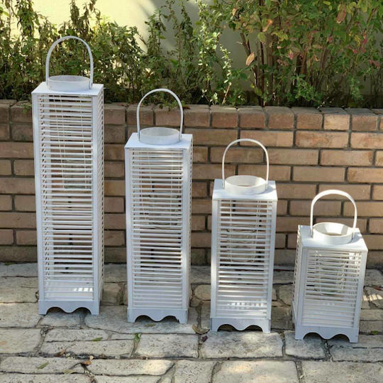 Palma Emporio Laterne Hölzernes Bodenmontage White 60cm 1Stück