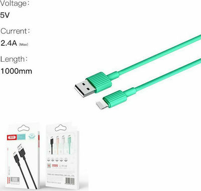 XO ΝΒ156 USB to Lightning Cable Πράσινο 1m (16.005.0102)