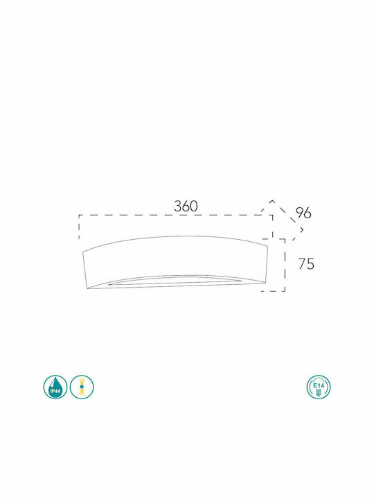 Fan Europe Tucson Wall-Mounted Outdoor Ceiling Light E14 IP44 36x9.6x7.5εκ.