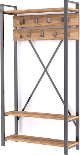 Entry Furniture with Hanger & Shoe Rack Natural / Black 90x34x180cm