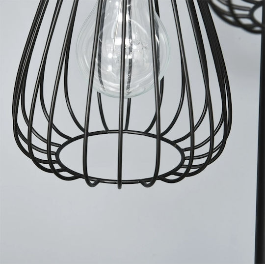 HomCom Vintage Stehleuchte H170xB35cm. mit Fassung für Lampe E27 Schwarz