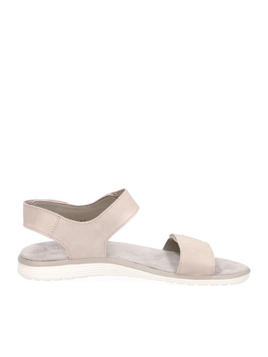 Caprice Leather Women's Flat Sandals Anatomic in Gray Color