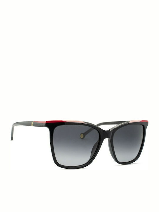 Carolina Herrera Woman Sunglasses With Black Horn-Rimmed Frame And Brown Gradient Lens SHE826 0700