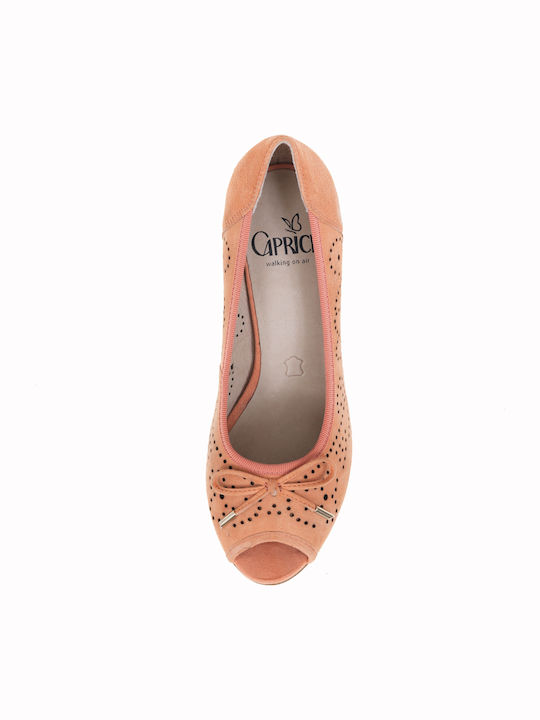 Caprice Δερμάτινες Peep Toe Γόβες Πορτοκαλί Caprice Δερμάτινες Peep Toe Γόβες Πορτοκαλί