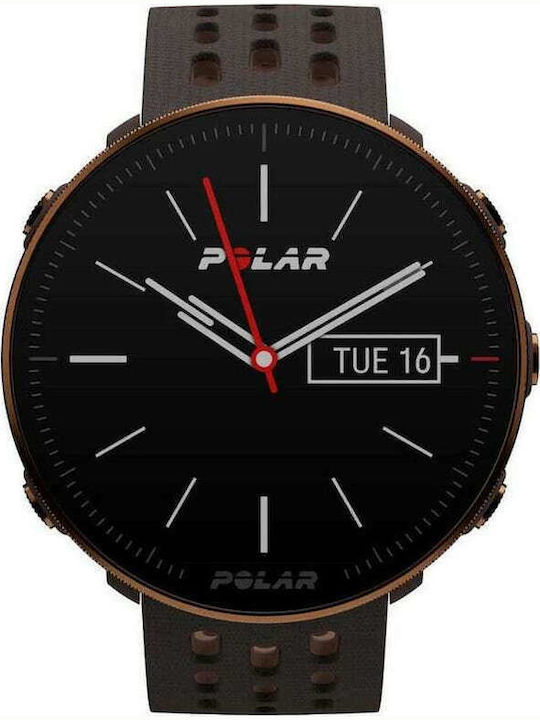 Polar Vantage M2 Aluminium 46mm Waterproof Smartwatch with Heart Rate Monitor (Black with Black/Brown Strap)