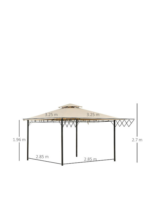 Outsunny Πτυσσόμενο Κιόσκι Κήπου Μπεζ 3.25x3.25m