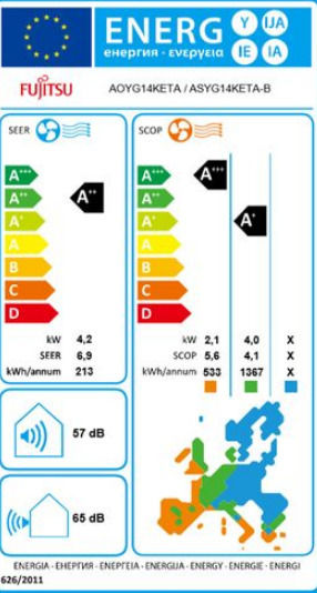 Fujitsu Серия KE Климатици Инвертор 14000 BTU A++/A+ с Безшумна Работа Сив