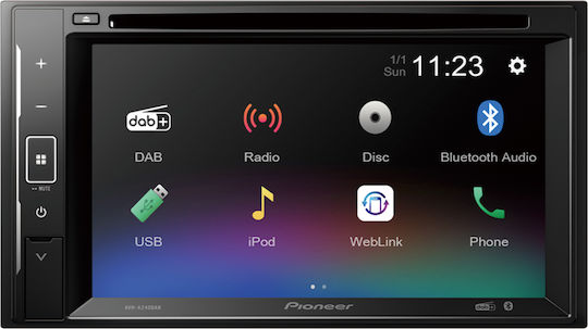 Pioneer Автомобилна Аудио Система 2DIN (Блутут/USB/AUX/WiFi/GPS/Apple-Carplay/Android-Auto) с Тъчскрийн 6.2" & Сваляем Панел