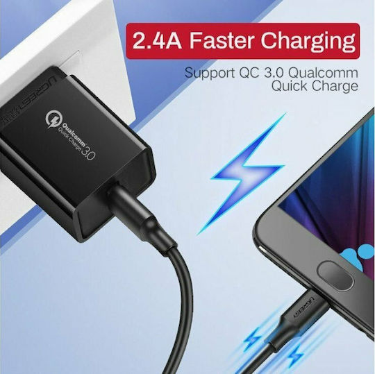 Ugreen US289 Regulär USB 2.0 auf Micro-USB-Kabel Schwarz 0.5m (60135) 1Stück