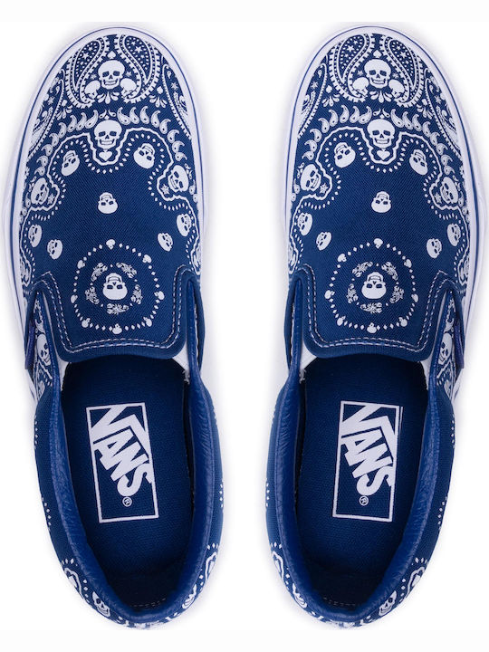 Classic Bandana Men's Canvas Slip-Ons (Bandana) True Blue/True White