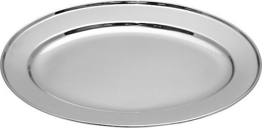 Veltihome Servierplatte Oval Rostfreier Stahl Silber 35cm 1Stück