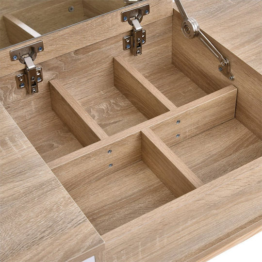 Bodenstehende Schminktisch Schlafzimmer Holz mit Spiegel & Hocker 100x45x118cm
