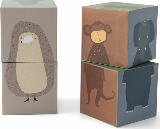 Trixie Cub de Activități Cube Puzzle cu animale din Lemn pentru 24++ Luni