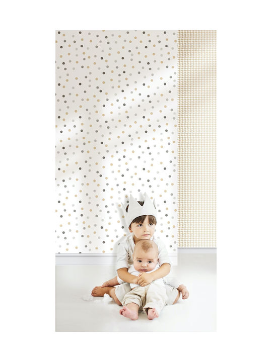 Loukianos Wallpapers Kids Wallpaper Vinyl Coated Πουά Γκρι Μπεζ L53xH1005εκ.