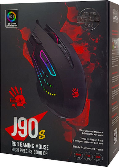 A4Tech Bloody J90s RGB Gaming Ποντίκι 8000 DPI Black