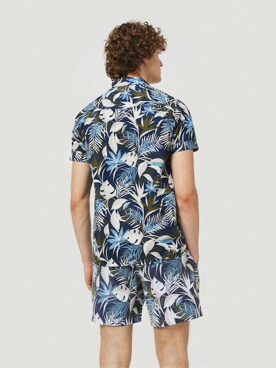 O'neill Men's Shirt Short Sleeve Cotton Floral Blue