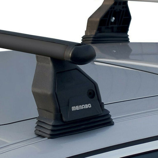 Menabo Metallic Car Roof Bars 112cm for BMW Series 1 3D for Cars with Factory Roof Bars Set with Roof Rack Legs Black