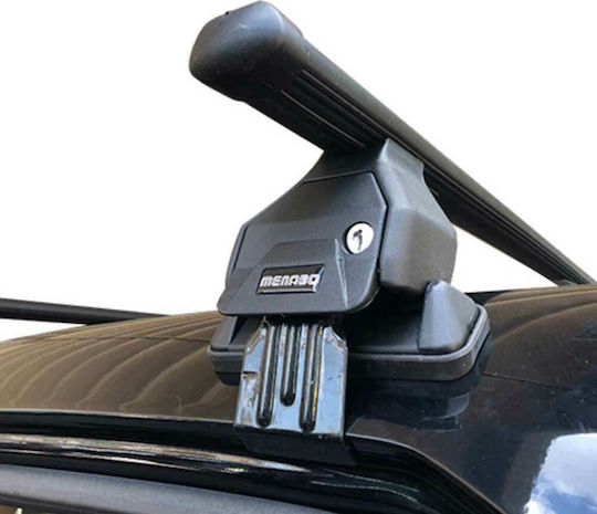Menabo Car Roof Bars Steel 112cm for Citroen C4 5D 2004-2010 Set with Roof Rack Legs Black