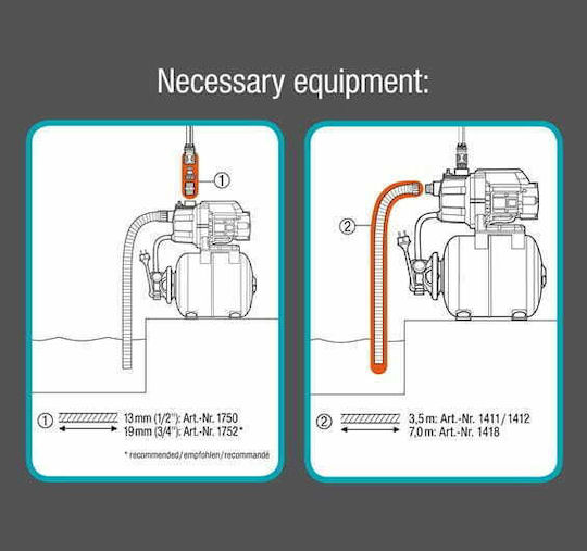 Gardena 3700/4 Single Stage Single Phase Water Pressure Pump with 19 Litre Container 800W