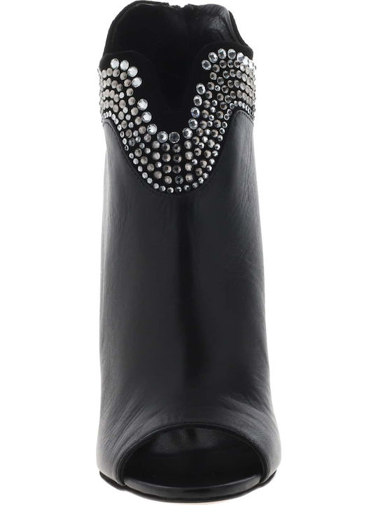 Leder Damen Stiefeletten Ankle Boots Schwarz