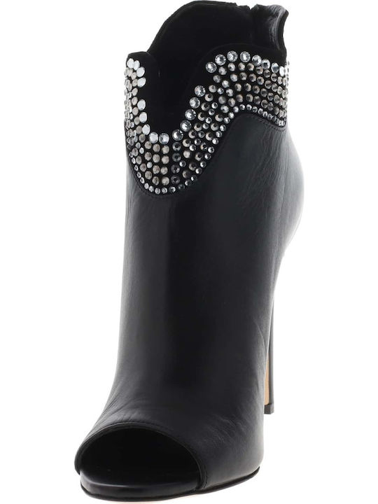 Leder Damen Stiefeletten Ankle Boots Schwarz