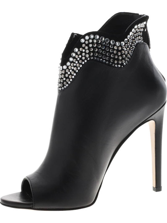 Leder Damen Stiefeletten Ankle Boots Schwarz