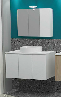 Drop Verona 90 Top Bench with Washbasin & Mirror Glossy Lacquer L90xW45xH50cm White