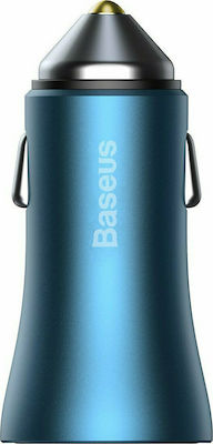 Baseus Car Charger Blue Total Intensity 5A Fast Charging with Ports: 2xUSB