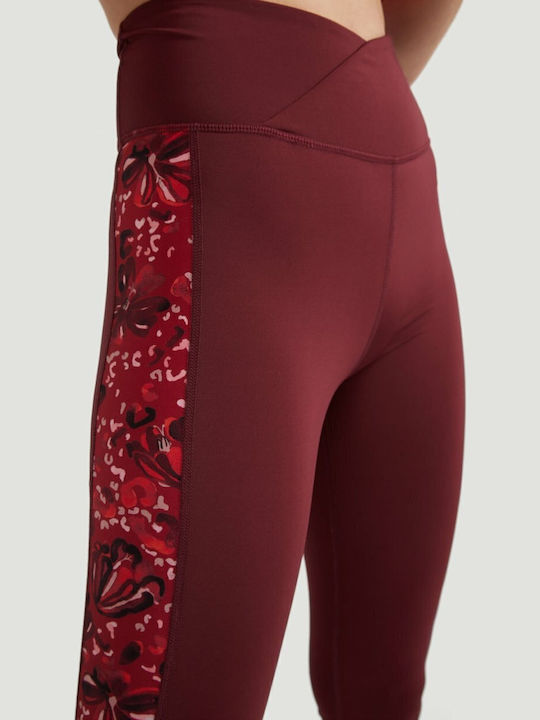 Frauen Lang Leggings Hochgeschnitten Burgundisch
