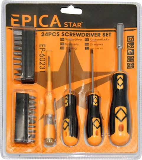 Epica Star Screwdriver with 24 Interchangeable Tips