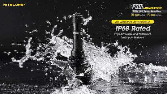 NiteCore Lumină de lucru și de sit, cu baterie Lanternă LED IP68 cu Luminozitate Maximă 2000lm P30i Negru