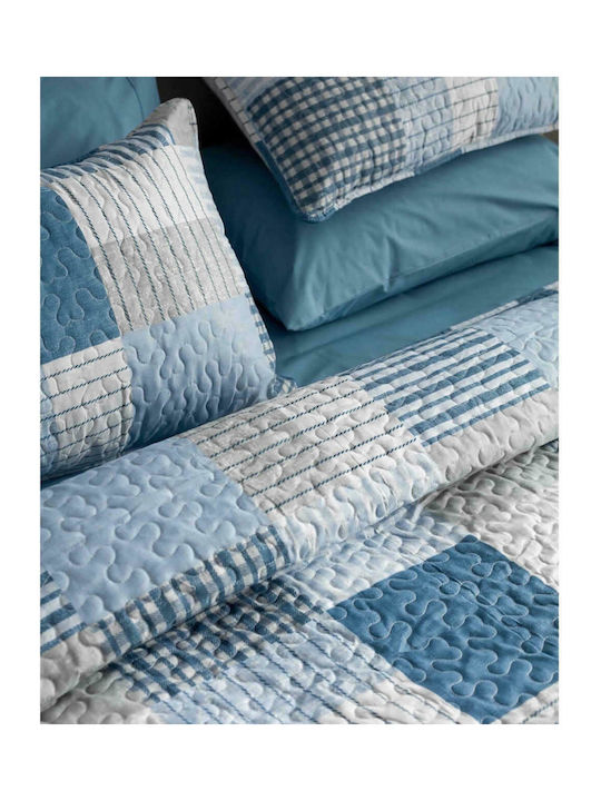 Vesta Home Double Coverlet Set Made of Polyester Blue 220x230cm 3 Pieces