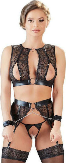 Cottelli Collection Lace Bondage Lingerie Set Black Black