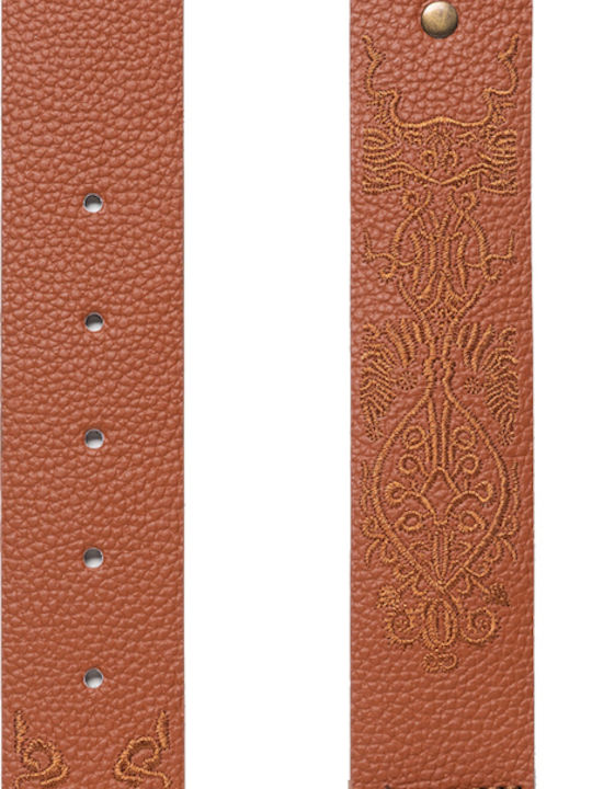 Boho Embroidery Breite Damen Gürtel Tabac Braun