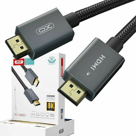 XO HDMI 2.1 Ultra High Speed 48Gbps 4K 120Hz HDR VRR Braided Cable HDMI Male - HDMI Male 5m Black